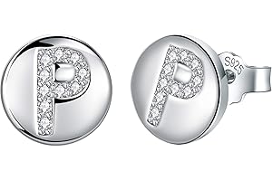 J.Endéar Earrings Initial Letter A-Z for Women Girls 925 Sterling Silver Hypoallergenic Tiny Studs, Jewelry Birthday Children's Day Gifts for Kids Daughter