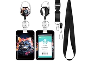 DUOUPA Cordon con Tarjetero, Correa para el Cuello, Cordon Retractil con Cierre de Mosqueton Giratorio para Profesores, Enfermeras, Medicos, Estudiantes