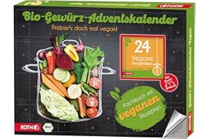 ‎ROTH ROTH Bio-Gewürz-Adventskalender "Vegane Rezepte" 24 Bio-Gewürze und Buch mit passenden veganen Rezepten