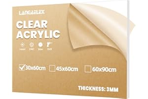 Langaelex Plexiglass 300 x 600 mm (Spessore 3mm) Lastre Metacrilato Trasparente per Cornice per Foto, Visualizzazione di Progetti, Pittura