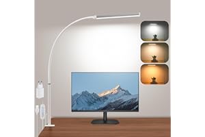 LIBORA LED Schreibtischlampe Klemmbar, Dimmbare Schreibtischlampe mit 3 Farben und 10 Helligkeitsstufen, Augenschonende Tischlampe, Tageslichtlampe Schreibtisch Lampe, Klemmleuchte, Weiß