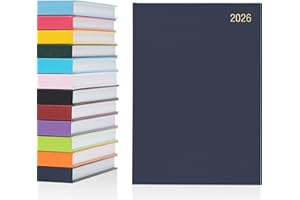 evelay 2026 Diary A4 A5 Day to Page Hardback Full Year Planner Organiser Journal (A5 Page a Day, Navy)