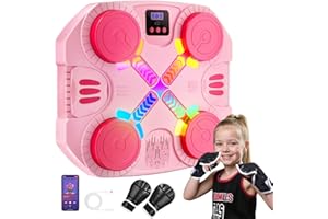 ESNOWLEE Machine de Boxe Musicale Jouet de Sport pour Enfants - Cible Bluetooth Murale avec lumières et Son, Cadeau pour garçons et Filles âgés de 3 à 12 Ans (Rose)