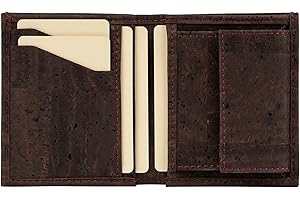 Simaru Kompaktowy portfel portmonetka portmonetka portmonetka wegańska z korka, brązowy