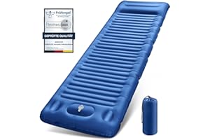 JEMULICE Matelas de Camping avec Pompe à Pied, Épaisseur Améliorée 12CM Tapis de Couchage Autogonflant, Matelas Randonnée avec Oreiller, Matelas Gonflable Ultraléger pour Camping,Tente,Randonnée