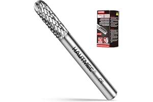 HAUTMEC Tungsten Carbide Rotary Burr Bit – 1/4" Shank, Double Cut Tungsten Rotary File for Die Grinder, Professional Grade, Suit for Metal Carving, Grinding, Engraving & Deburring - HT0198