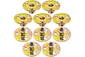 Hocansen 10 Pezzi Dadi Flangiati M10 Dado a T con Foro Bavato Round Base Screw-in T-Nut Fissaggio Della Flangia a Tre Fori per Elettrodomestici e,Mobili (M10/FL-LM)