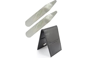 COLLAR AND CUFFS LONDON Kragenstäbchen Perlmutt - 2 Größen - 2" oder 2.35" - Weiß Farbe - Hochwertig - Mit Etui - 1 Paar - Zuchtperle und Irisierend