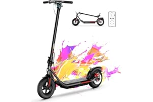 SISIGAD Trottinette Électrique Adultes Pliable 10 Pouces, Puissance de crête 500W, 32 km/7.8Ah Or 48km/10.4AH Range, Scooter Électrique avec Écran LED, Application et Système de Freinage Double