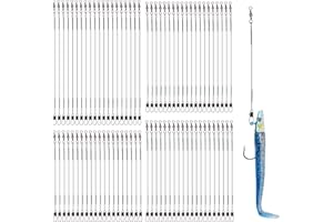 JESIAH 80Pcs Fishing Wire Trace Leaders, 4 Size 15/20/25/30cm Wire Traces Pike Fishing Lure Fish Line with Snap Anti-Bite Fish Leaders Hidden Main Line Lure Spinning Rigs for Pike Saltwater Freshwater