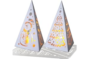 BOFUNX 2 Stücke Stanzschablonen Weihnachten Laterne Stanzform Windlicht Stanzschablonen Prägeschablonen Weihnachtsbaum Schneemann Lampenschirm Stanzen Cutting Dies für Weihnachten Handwerk Geschenk