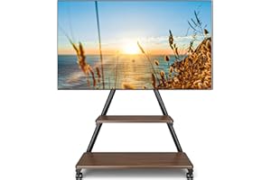 TVON Stojak na telewizor na kółkach do telewizorów 43-80 cali do 68 kg, przenośny stojak mobilny z regulacją wysokości, z półkami, maks. VESA 600 x 400 mm