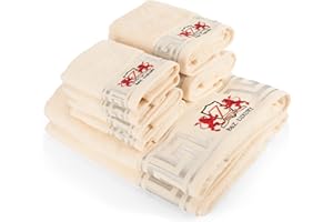 B&Z Luxury Set Asciugamano da bagno 500gr pregiato BAMBOO e cotone 2 teli doccia 4 asciugamani viso 2 panni bidet SUPER assorbenti SOFFICI telo mani ospiti palestra certificati oekotex (Panna, Set 8)