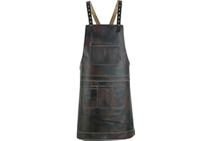 Leathershire Dark Brown Full Grain Leather Apron Butcher -Cook -BBQ -Cooking - Wood work - Cheff - BBq Grill Gift
