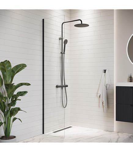VIDAXL Paroi de douche Noir 80x195 cm Verre ESG depoli pas cher