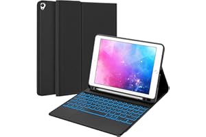 SENGBIRCH Italiana Tastiera Wireless con Custodia, Tastiera Bluetooth con Touchpad, 7 Colori Retroilluminata Tastiera Tablet, Tastiera per iPad 9,7" 2018/6/5 Generazione/iPad Air 2/Air/Pro 9,7, Nero