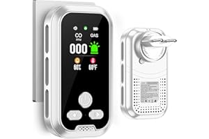 Gedsffati Detector de Gas y Monóxido de Carbono con Enchufe para Hogar, Alarma de CO para Casa, Alarma de Gas Combustible para Gas Natural LPG Metano Propano Butano, Blanco, HD11-CG