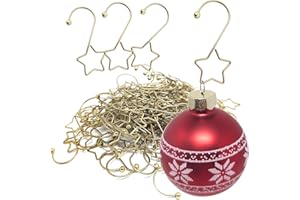 COM-FOUR® 100x wieszaki gwiazdki premium na bombki choinkowe - haczyki na choinki na bombki - wieszaki kulkowe na ozdoby choinkowe - dekoracyjne szybkie wieszaki