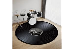Z·Bling Tapis Batterie 160cm,Tapis de Batterie Ronde,Tapis pour Batterie et Percussions,Tapis Insonorisant pour Batterie,Tapis Batterie Electronique Antidérapant,Tapis Batterie Acoustique (Noir D)