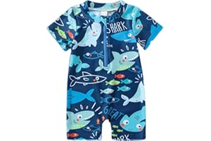 HAGOT Maillot de Bain Enfant Bébé Garçon, Cuirasse pour Toddler Une Pièce avec Zip, Protection UV Protection Contre Le Soleil