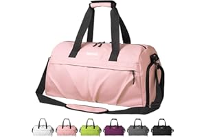 DBPBToU Sac de Sport Femme Homme Matériau Rigide, Sac Sport avec Compartiment à Chaussures de Ventilation, Sac de Voyage Femme Imperméable avec Compartiment Humide (Rose)