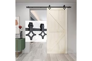 BARNSMITH 6FT 182cm Sliding Door Kit Heavy Duty Carbon Steel Closet Barn Door Track Hardware, Rhombic Shape Hanger
