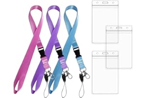 LSYYSL 3 cordones de liberación rápida con 3 soportes para tarjetas de identificación impermeables, Cordón con hebilla giratoria, cordón de nailon de colores, accesorios de oficina, adecuados para empresas
