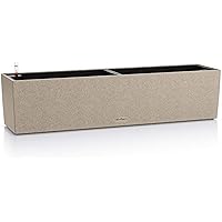 LECHUZA BALCONERA Stone 80 hochwertiges Pflanzgefäß mit Erd-Bewässerungs-System, sandbeige
