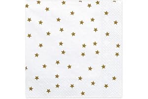 LIBETUI Lot de serviettes de table en papier avec étoiles dorées - Décoration de Noël - Anniversaire - Pour enfants et adultes