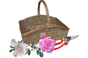 Wrenbury Large Willow Garden Trug Basket 2 Tone Weave - Traditional Gardeners Vegetable Allotment Carry Basket - Wicker Veg Trug - Flower Basket for the Garden