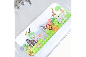 Moocuca Alfombrilla Antideslizante Bañera 100 x 40cm, Alfombra Baño Infantil con 200 Ventosas Fuertes, ​Motivos del Mundo Submarino Alfombrillas de Ducha para Bañera o Ducha
