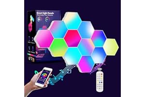 ‎OURLEEME Hexagon LED Licht, Sechseckige Wandleuchten RGB mit Fernbedienung, Intelligente Lampe DIY Geometrie Spleißen Quantum Leuchte mit USB Strom LED Panel für Gaming Party Deko Valentinstag