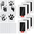WHEELIO Baby Handprint and Footprint Kit, 6 Baby Handprint Ink Pads with Clean-Touch, Dog Paw Print Kit, 12 Imprint Cards (Black)