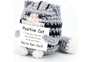 Smlper Positiv present katt, fickkram lyckoamulett katt gosedjur, virkad du klarar det present, känslomässig stödgåva som upp