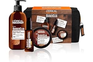 L'Oréal Paris Men Expert BarberClub - Trousse Barbe + Visage + Cheveux pour Homme - Nettoyant 3-en-1 + Huile Barbe Longue + Crème Coiffante, Coffret 3 Produits