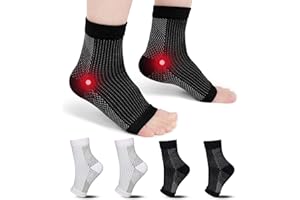 ZFSOCK Plantar Fasciitis Support Socks: Neuropathy Socks Ankle Brace Compression Foot Sleeve for Men Women Pain Relief Achilles Tendonitis Sprained Ankle Arthritis Recovery 4 Pairs Black White L/XL