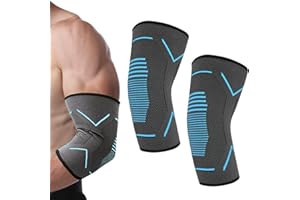 Finehenchi Elbow Support for Men Women, 2Pcs Elbow Sleeves Forearm Support, Compression Sleeve Arm for Tennis, Golfers, Tendonitis, Weightlifting, Gym, Arthritis, Arm Supports for Muscle Pain (L)