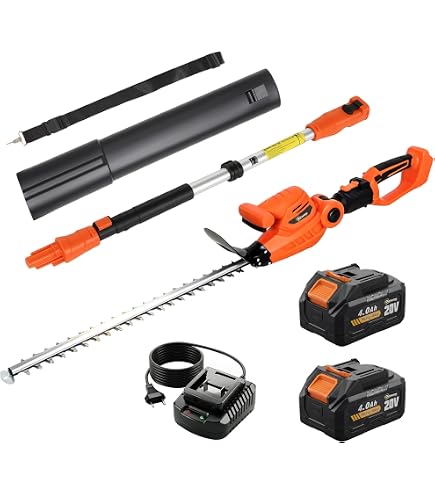 Tagliasiepi Telescopico A Batteria Alloyman 20V – Lama 40 Cm, 1400 Tagli/min, Autonomia 30 Min, Maniglia Regolabile 180°