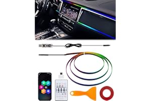 YUIO Acrylic Car LED Interior Lights with 16 Million Colors, 110cm Interior RGB Ambient Lights, USB Strip Light with APP Remote Controller Music Sync, Atmosphere Lights Kit Cars Decorations for Men Women