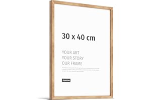 JUNOMI® Cornice Premium 30 x 40 cm in Rovere | Cornice in Legno Vero 30 x 40 cm in Rovere con Vetro Acrilico Antifrangimento | Cornice in Legno Vero