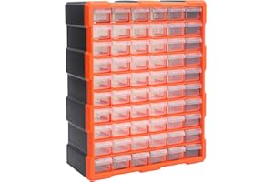 simpa 60 Multi Drawers Plastic DIY Tool Bit Storage Organiser Cabinet. Screws, Nails, Wall Plugs, Drill Bits, Nuts & Bolts Storage Organiser. 46cm (H) x 37cm (W) x 16cm (D)