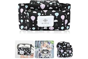 Qooloo Buggy Organiser for Stroller, Buggy Pram Bag Organiser, Large Capacity for Baby Accessories for Holds Baby Bottles, Water Bottles, Tissues, Small Toys