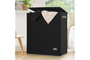 SOLEDI 145L Double Laundry Basket with Lid and Removable Bags, Large Laundry Hamper Collapsible Laundry Basket with 2 Compartment, Washing Basket for Laundry, Foldable Laundry Baskets for Bedrooms