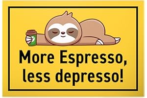 DankeDir! More Espresso Less Depresso - 30 x 20 cm tabliczka z tworzywa sztucznego zabawne powiedzonka - pomysł na prezent do kuchni kawy, dekoracja, prezent dla kolegów z pracy, do kawy, na prezent urodzinowy