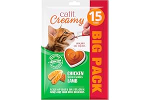 Catit Creamy płynna pasta do lizania dla kotów z kurczakiem i jagnięciną, 15 x 10 g