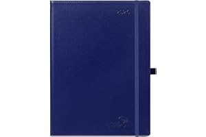 (Italian Version) POPRUN Agenda Settimanale 2026 Verticale A4 21x29,7cm, Planner 2026 con Intervalli Di 15 Minuti e Angoli a Strappo, Carta Spessa da 100 GSM, Blu Notte.