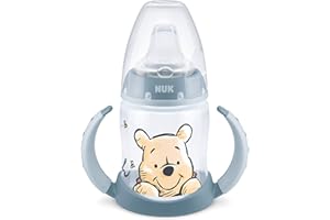 ‎NUK NUK First Choice+ Trinklernflasche | 6–18 Monate | 150 ml | Temperature Control Anzeige | Anti-Colic-Ventil | auslaufsichere Trinkschnabel | Ergonomische Griffe | BPA-frei | Disney Winnie Puuh blau