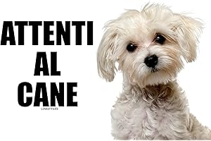LOVELYTILES MALTESE attenti al cane mod 1 TARGA cartello IN METALLO (15X20)