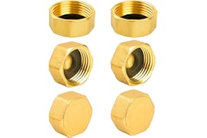 YEAUPE PRO Tappo per Tubo in Ottone,6 Pezzi G3/4"(Ø 24mm) Femmina con Guarnizione,Tappi per Tubi Esagonali in Ottone,Raccordi Idraulici Esagonale per Lavatrice, Valvola del Radiatore,Rubinetti