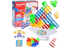 FGEN 64 szt. Tetra wieża huśtawka dla dzieci, zabawka do balansowania magnetycznego, wspomaga koordynację ręka-oko, balansowanie dla chłopców i dziewczynek od lat 3+